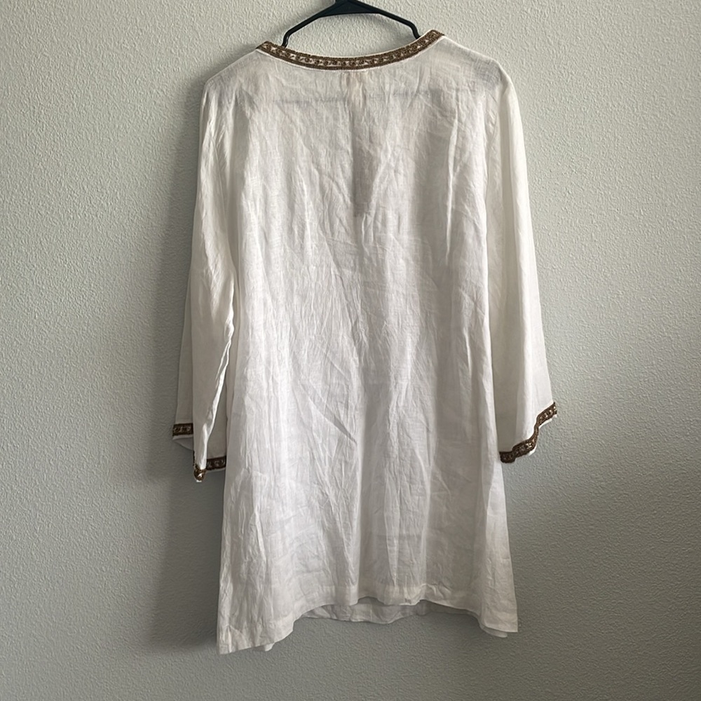 Embellished Linen Tunic Size Top Size 3 - Picture 6 of 11
